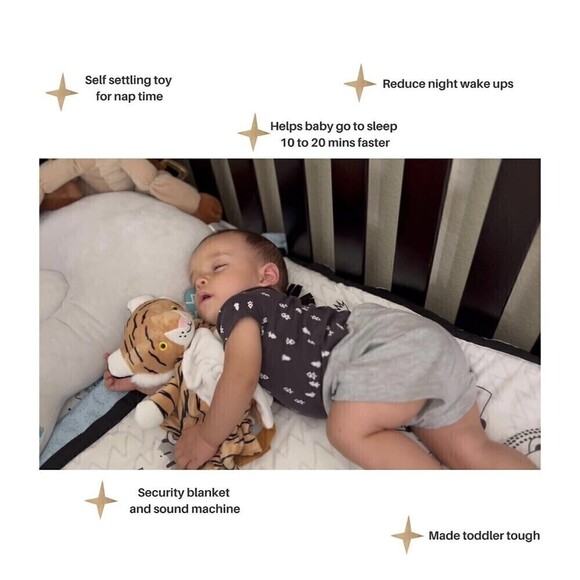 Musical Tiger Lovey Soft Square Orange Black 15 By 15, Detachable Music Device - Picture 3 of 14